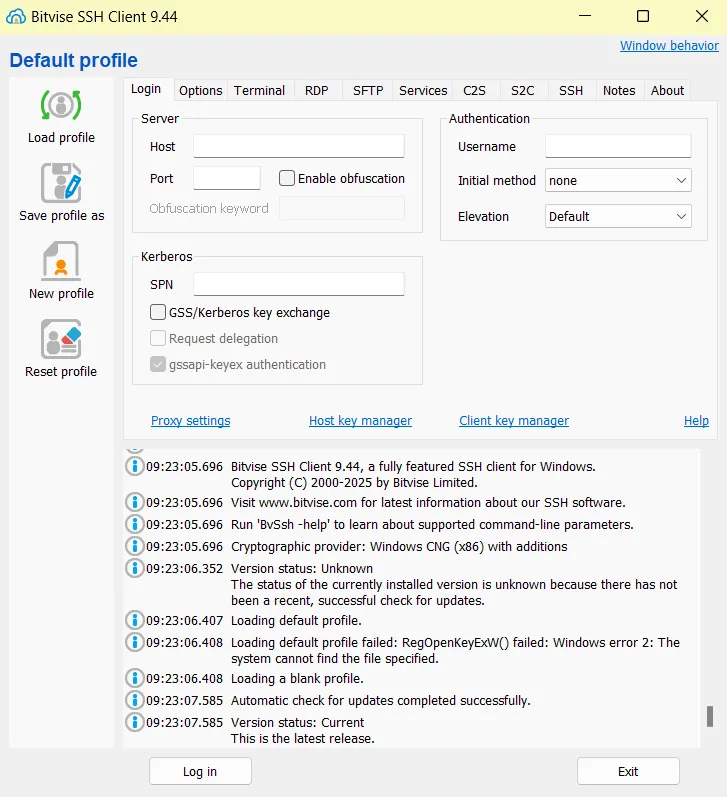 giao diện app bitvise ssh client
