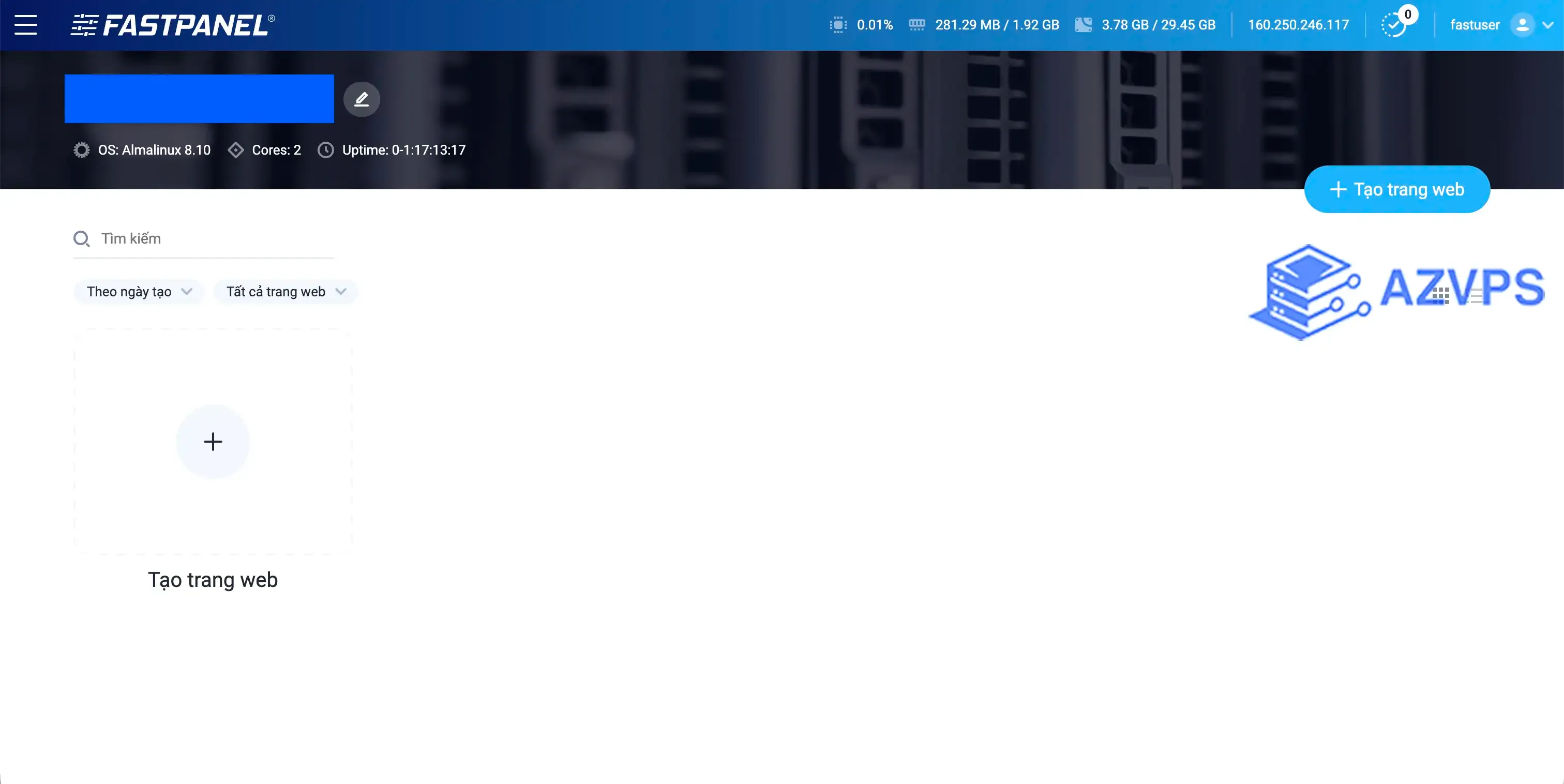 Giao diện fastpanel