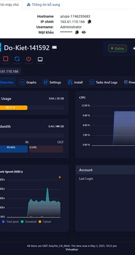 Hướng dẫn quản lý VPS tại AZVPS