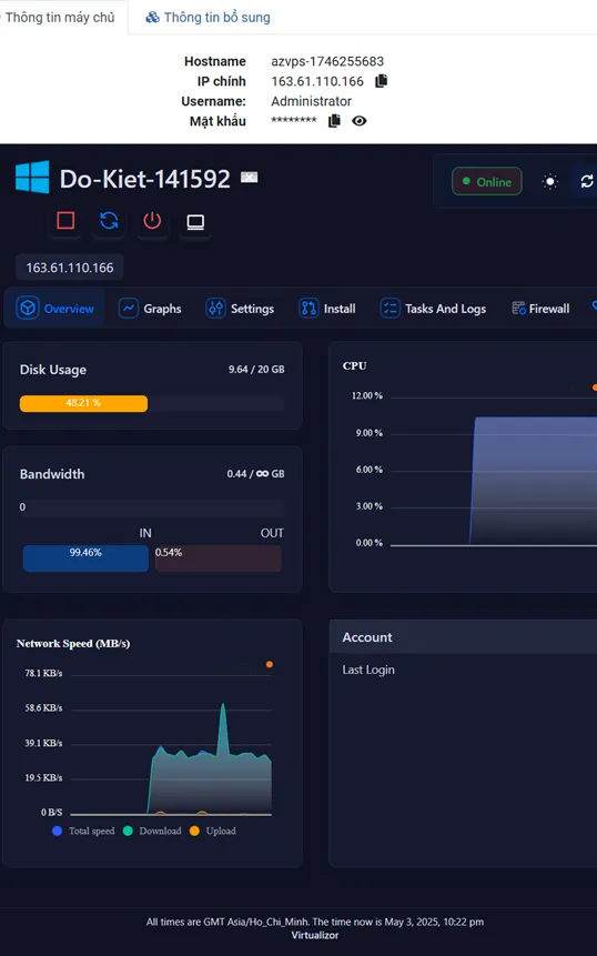 Hướng dẫn quản lý VPS tại AZVPS