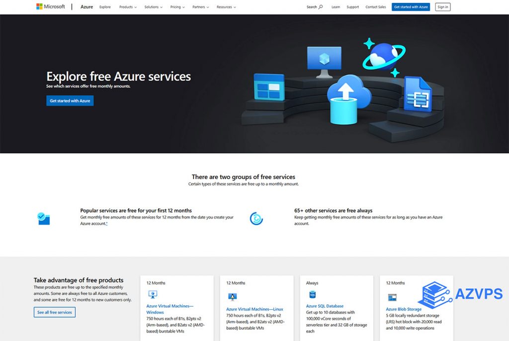 Microsoft Azure VPS free