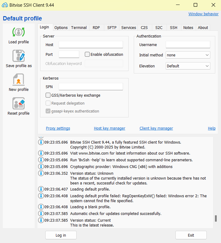 giao diện app bitvise ssh client