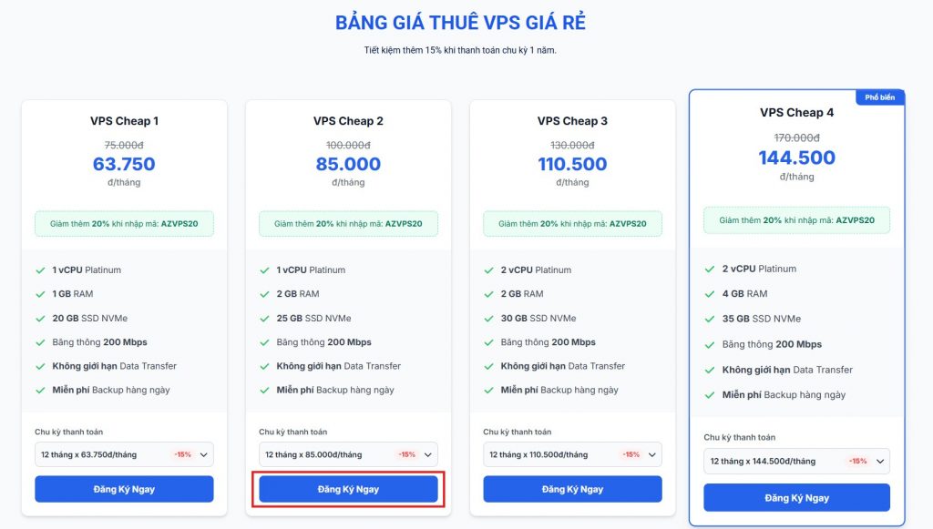 Lựa chọn cấu hình VPS giá rẻ