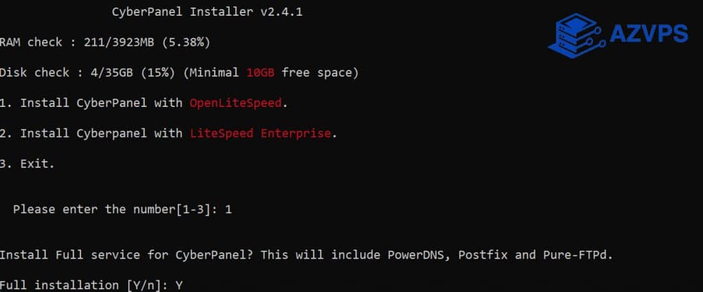 Cài đặt đầy đủ dịch vụ cho CyberPanel