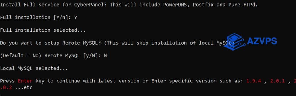 Nhấn Enter để cài CyberPanel bản mới nhất
