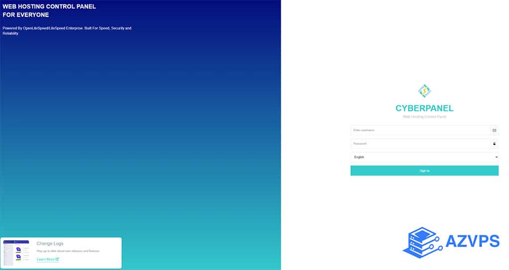 Giao diện đăng nhập CyberPanel
